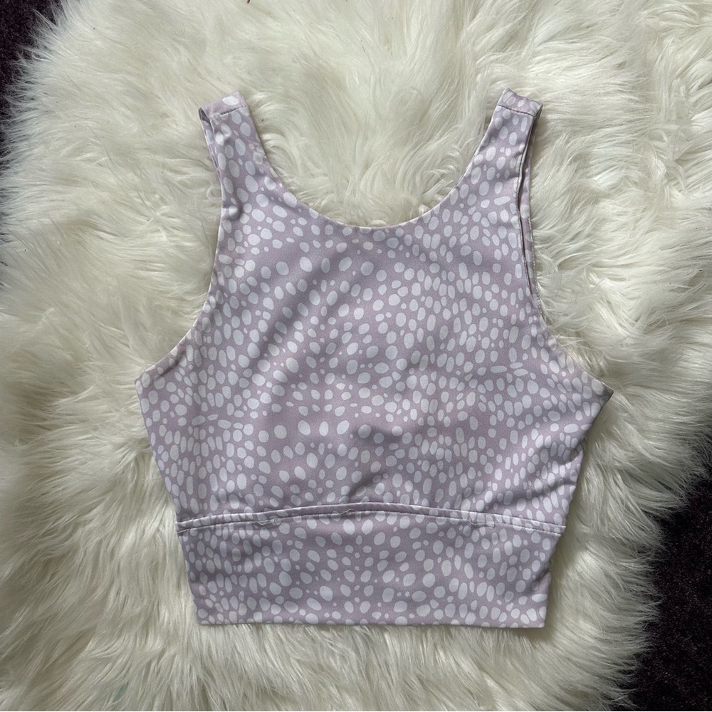 Purple Patterned Activewear Crop Tank Top
